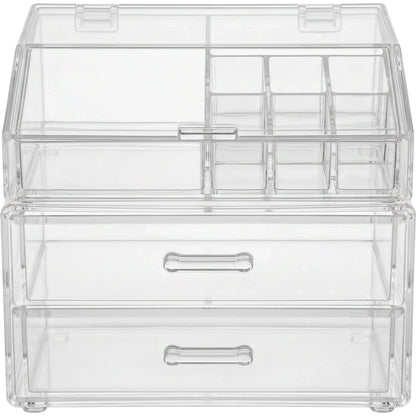 Bannd Clear Acrylic Modular Cosmetic Organizer with 2 Drawers and Hinged-Lid Upper Module - Product view