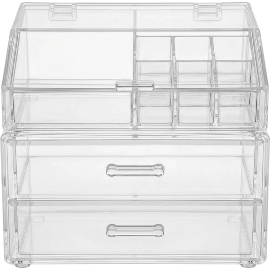 Bannd Clear Acrylic Modular Cosmetic Organizer with 2 Drawers and Hinged-Lid Upper Module - Product view