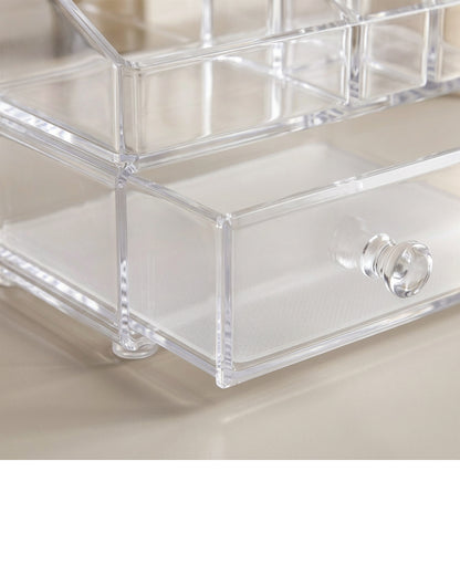 Bannd Clear Acrylic Cosmetic Organizer with 3 Drawers and 12 Upper Compartments - Detail view