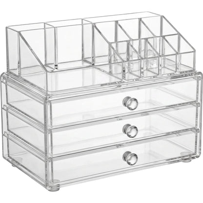 Bannd Clear Acrylic Cosmetic Organizer with 3 Drawers and 12 Upper Compartments - Product view