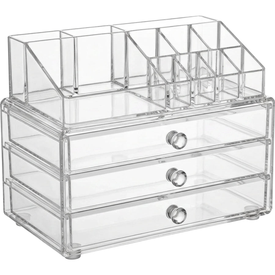 Bannd Clear Acrylic Cosmetic Organizer with 3 Drawers and 12 Upper Compartments